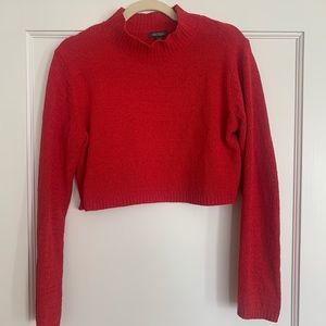 Cozy Cropped Red Sweater